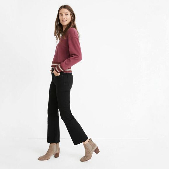 Madewell Women Cali Demi-Boot Jeans in Black Frost: TENCEL Denim Edition Size 23 - Picture 2 of 11